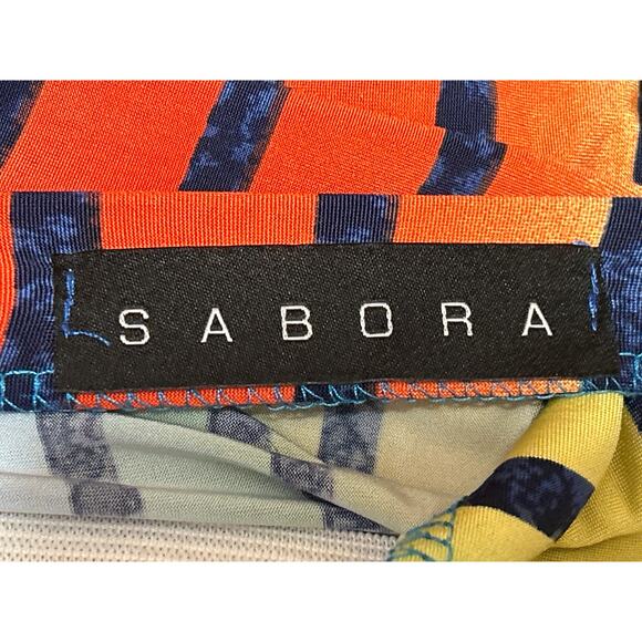 Sabora Womens Multicolor Rainbow Striped Stretch Midi Bodycon Pencil Skirt Sz S - Picture 5 of 6